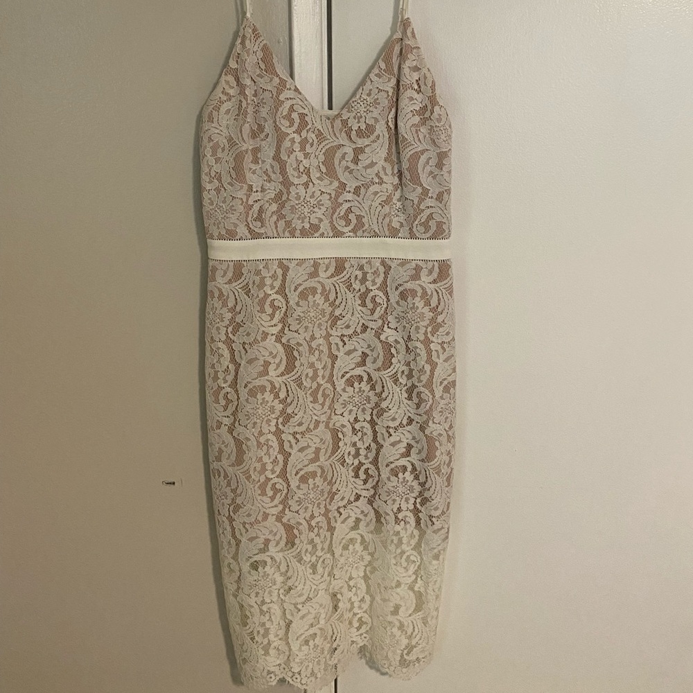 Stylestalker white lace midi dress size S